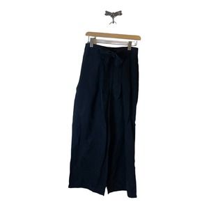 Sancia Silk Blend Black Wide Leg Pants with Bow Tie at Waist Women's Size Small